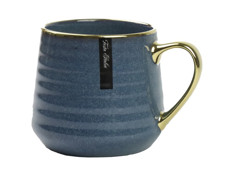 Kubek porcelanowy 570 ml granatowy ze złotem – elegancki kubek do kawy i herbaty Festa Italia
