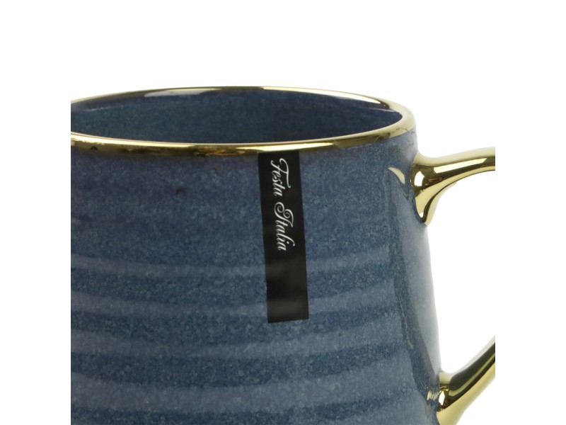 Kubek porcelanowy 570 ml granatowy ze złotem – elegancki kubek do kawy i herbaty Festa Italia