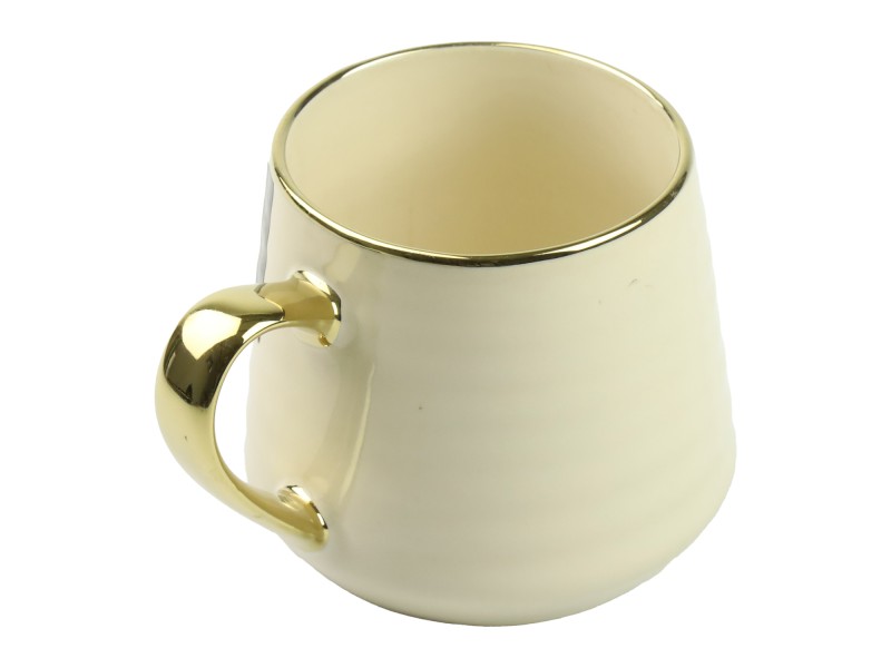 Kubek porcelanowy 570 ml kremowy ze złotem – elegancki kubek do kawy i herbaty Festa Italia