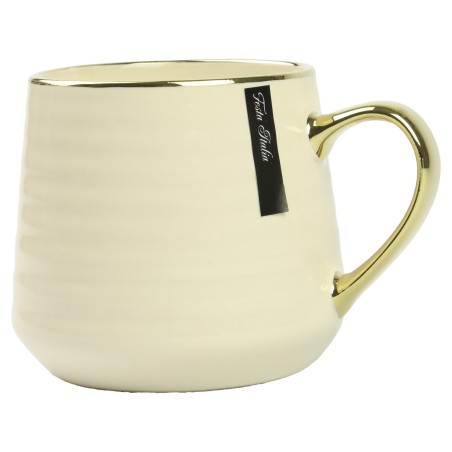 Kubek porcelanowy 570 ml kremowy ze złotem – elegancki kubek do kawy i herbaty Festa Italia