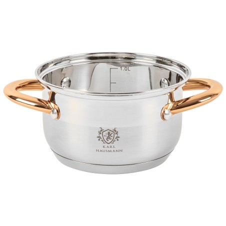 Garnek ze stali nierdzewnej 1,6L Karl Hausmann Solid Gold na indukcję z pokrywką – elegancki garnek stalowy do kuchni