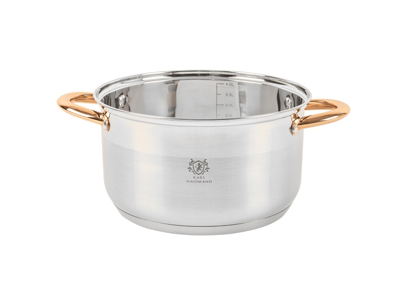Garnek ze stali nierdzewnej 4L Karl Hausmann Solid Gold na indukcję z pokrywką – elegancki garnek stalowy do kuchni