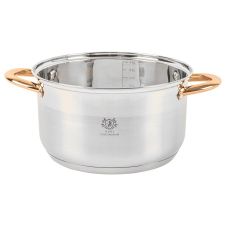 Garnek ze stali nierdzewnej 4L Karl Hausmann Solid Gold na indukcję z pokrywką – elegancki garnek stalowy do kuchni