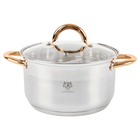 Garnek ze stali nierdzewnej 4L Karl Hausmann Solid Gold na indukcję z pokrywką – elegancki garnek stalowy do kuchni