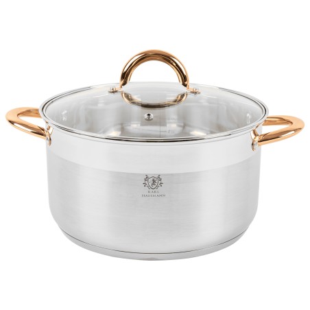 Garnek ze stali nierdzewnej 6L Karl Hausmann Solid Gold na indukcję z pokrywką – elegancki garnek stalowy do kuchni