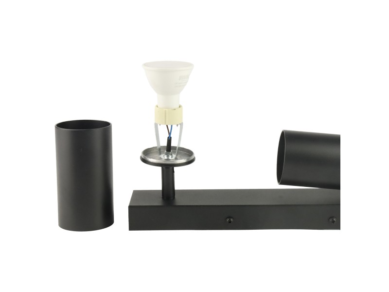 Czarna lampa sufitowa podwójna VIKING GU10 kinkiet ścienny metalowy regulowany natynkowy LED