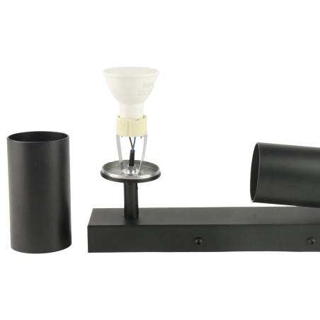 Czarna lampa sufitowa podwójna VIKING GU10 kinkiet ścienny metalowy regulowany natynkowy LED