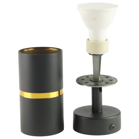 Lampa sufitowa czarna pojedyncza ze złotym ringiem VIKING kinkiet GU10 nowoczesna metalowa