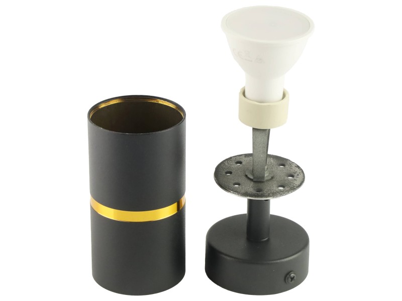 Lampa sufitowa czarna pojedyncza ze złotym ringiem VIKING kinkiet GU10 nowoczesna metalowa