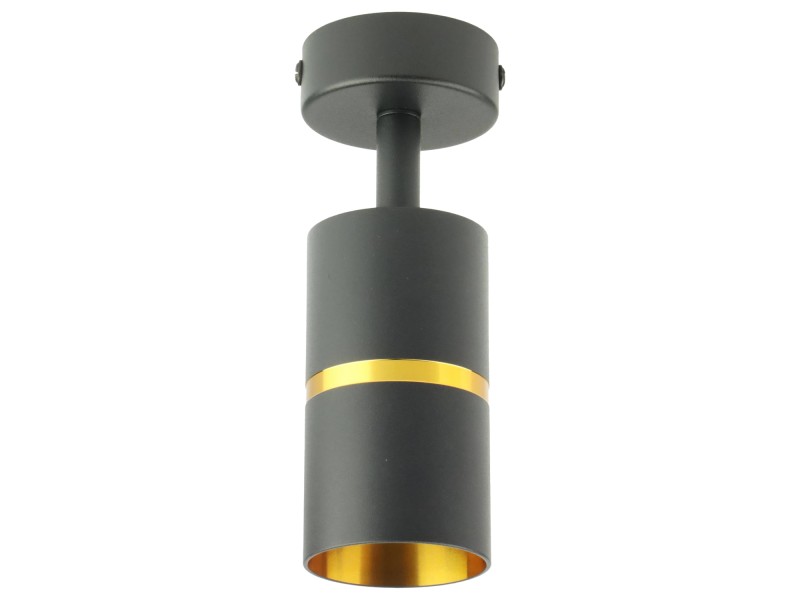 Lampa sufitowa czarna pojedyncza ze złotym ringiem VIKING kinkiet GU10 nowoczesna metalowa