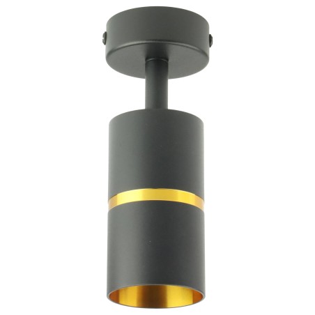 Lampa sufitowa czarna pojedyncza ze złotym ringiem VIKING kinkiet GU10 nowoczesna metalowa