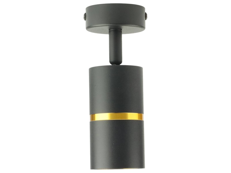 Lampa sufitowa czarna pojedyncza ze złotym ringiem VIKING kinkiet GU10 nowoczesna metalowa