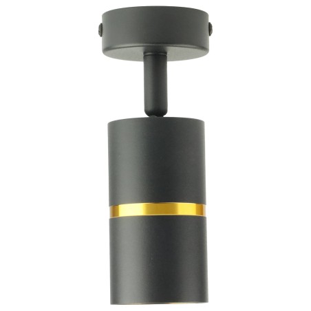 Lampa sufitowa czarna pojedyncza ze złotym ringiem VIKING kinkiet GU10 nowoczesna metalowa