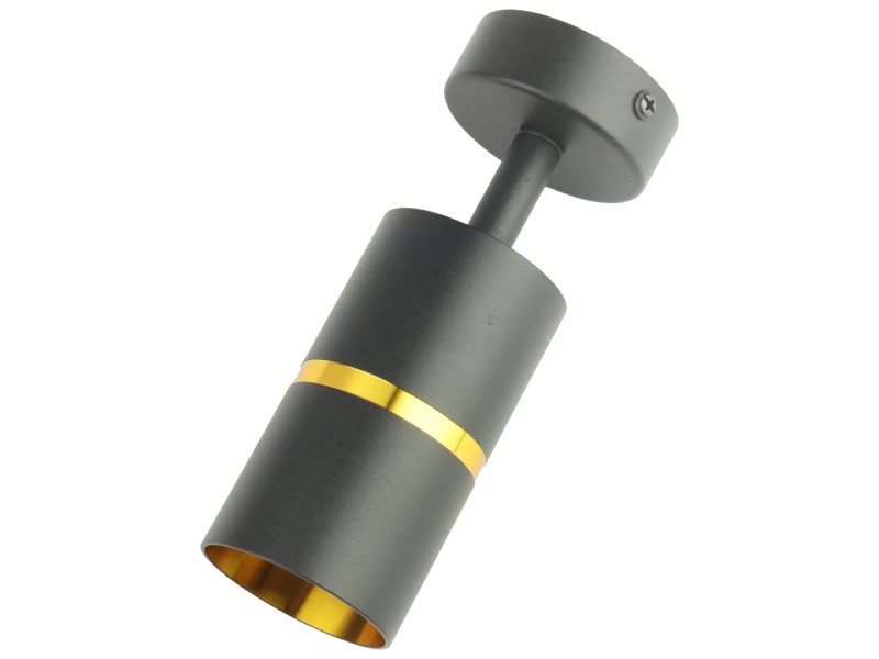 Lampa sufitowa czarna pojedyncza ze złotym ringiem VIKING kinkiet GU10 nowoczesna metalowa