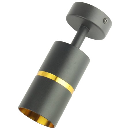 Lampa sufitowa czarna pojedyncza ze złotym ringiem VIKING kinkiet GU10 nowoczesna metalowa