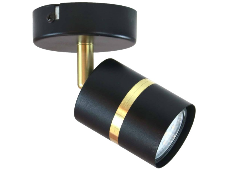 Lampa sufitowa czarna pojedyncza ze złotym ringiem VIKING kinkiet GU10 nowoczesna metalowa