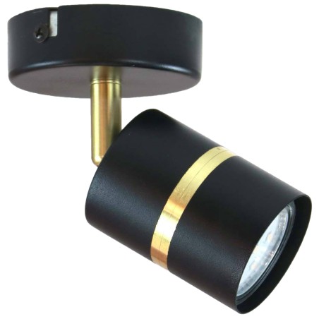 Lampa sufitowa czarna pojedyncza ze złotym ringiem VIKING kinkiet GU10 nowoczesna metalowa