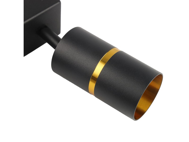 Lampa sufitowa czarna podwójna ze złotym ringiem VIKING kinkiet GU10 nowoczesna metalowa