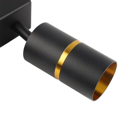 Lampa sufitowa czarna podwójna ze złotym ringiem VIKING kinkiet GU10 nowoczesna metalowa