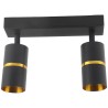 Lampa sufitowa czarna podwójna ze złotym ringiem VIKING kinkiet GU10 nowoczesna metalowa