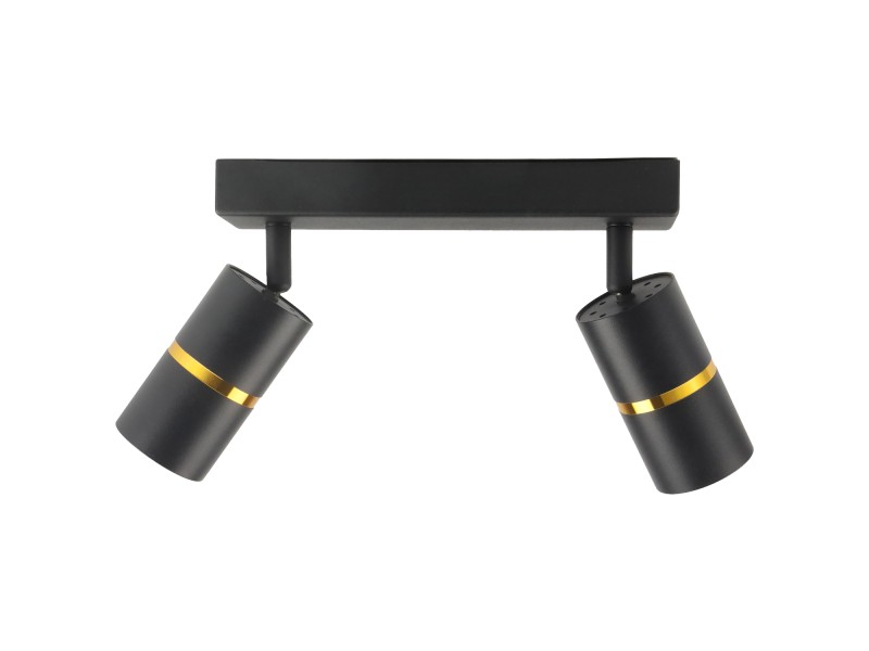 Lampa sufitowa czarna podwójna ze złotym ringiem VIKING kinkiet GU10 nowoczesna metalowa
