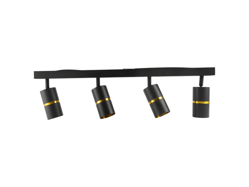Lampa sufitowa czarna poczwórna ze złotym ringiem VIKING kinkiet GU10 nowoczesna metalowa
