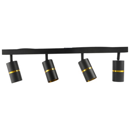 Lampa sufitowa czarna poczwórna ze złotym ringiem VIKING kinkiet GU10 nowoczesna metalowa