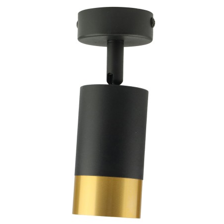Czarna lampa sufitowa pojedyncza VIKING z złotym akcentem Kinkiet GU10 metalowy do salonu i kuchni
