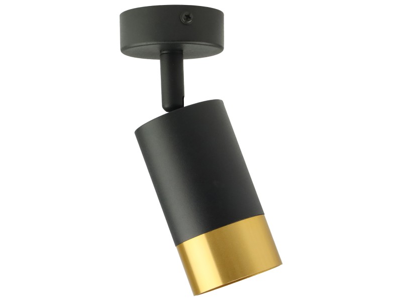 Czarna lampa sufitowa pojedyncza VIKING z złotym akcentem Kinkiet GU10 metalowy do salonu i kuchni