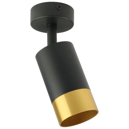 Czarna lampa sufitowa pojedyncza VIKING z złotym akcentem Kinkiet GU10 metalowy do salonu i kuchni