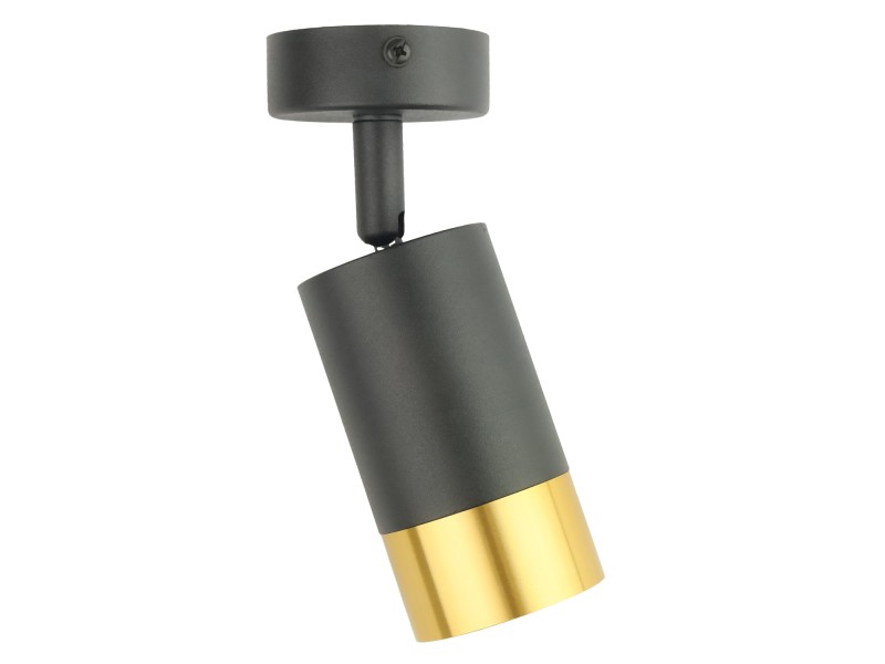 Czarna lampa sufitowa pojedyncza VIKING z złotym akcentem Kinkiet GU10 metalowy do salonu i kuchni