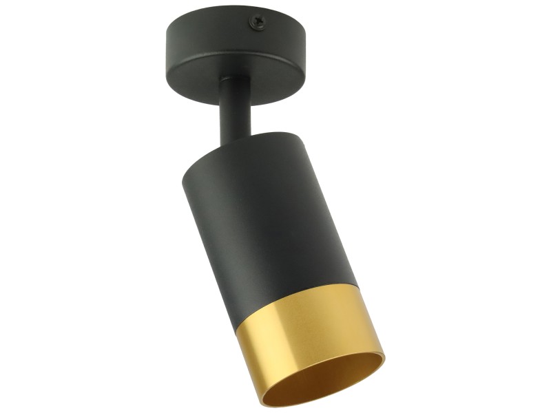 Czarna lampa sufitowa pojedyncza VIKING z złotym akcentem Kinkiet GU10 metalowy do salonu i kuchni