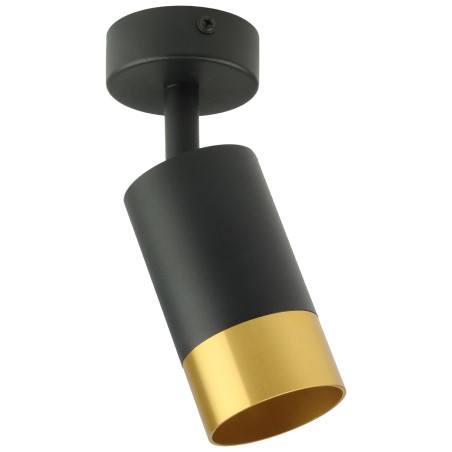 Czarna lampa sufitowa pojedyncza VIKING z złotym akcentem Kinkiet GU10 metalowy do salonu i kuchni