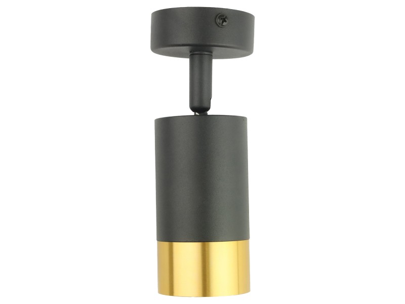 Czarna lampa sufitowa pojedyncza VIKING z złotym akcentem Kinkiet GU10 metalowy do salonu i kuchni
