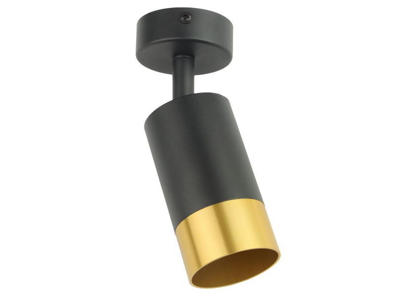 Czarna lampa sufitowa pojedyncza VIKING z złotym akcentem Kinkiet GU10 metalowy do salonu i kuchni
