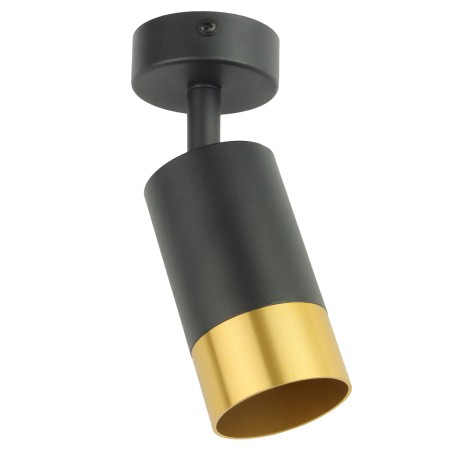 Czarna lampa sufitowa pojedyncza VIKING z złotym akcentem Kinkiet GU10 metalowy do salonu i kuchni