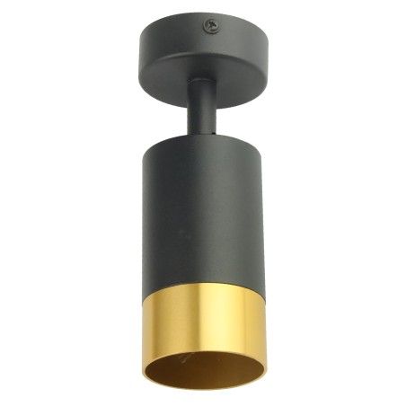 Czarna lampa sufitowa pojedyncza VIKING z złotym akcentem Kinkiet GU10 metalowy do salonu i kuchni