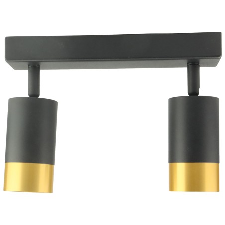 Czarna lampa sufitowa podwójna VIKING z złotym akcentem Kinkiet GU10 metalowy do salonu i kuchni