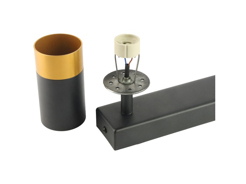 Czarna lampa sufitowa podwójna VIKING z złotym akcentem Kinkiet GU10 metalowy do salonu i kuchni