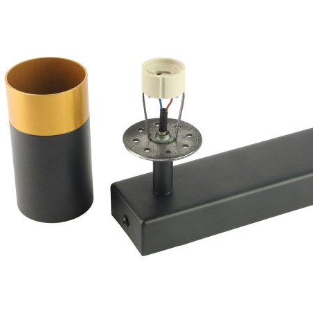 Czarna lampa sufitowa podwójna VIKING z złotym akcentem Kinkiet GU10 metalowy do salonu i kuchni