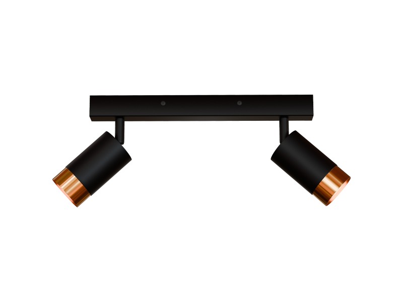 Czarna lampa sufitowa podwójna VIKING z złotym akcentem Kinkiet GU10 metalowy do salonu i kuchni