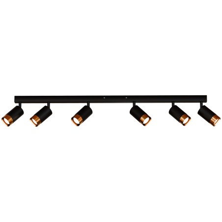 Czarna lampa sufitowa 6-punktowa VIKING z złotym akcentem Kinkiet GU10 metalowy do salonu i kuchni