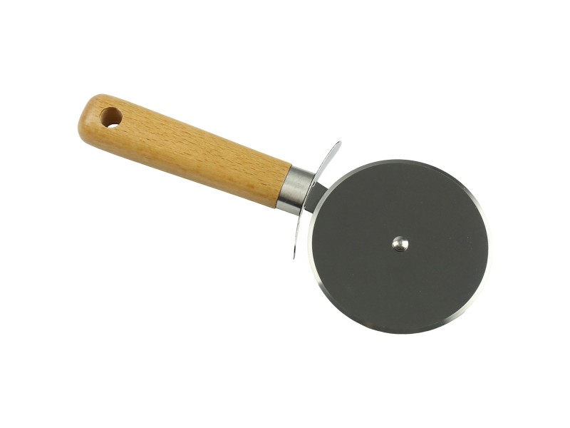Nóż do Pizzy ze Stali Nierdzewnej z Drewnianą Rączką – Krajacz do Pizzy, Tart, Quiche