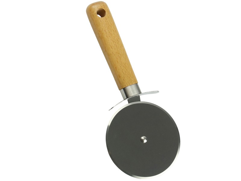 Nóż do Pizzy ze Stali Nierdzewnej z Drewnianą Rączką – Krajacz do Pizzy, Tart, Quiche
