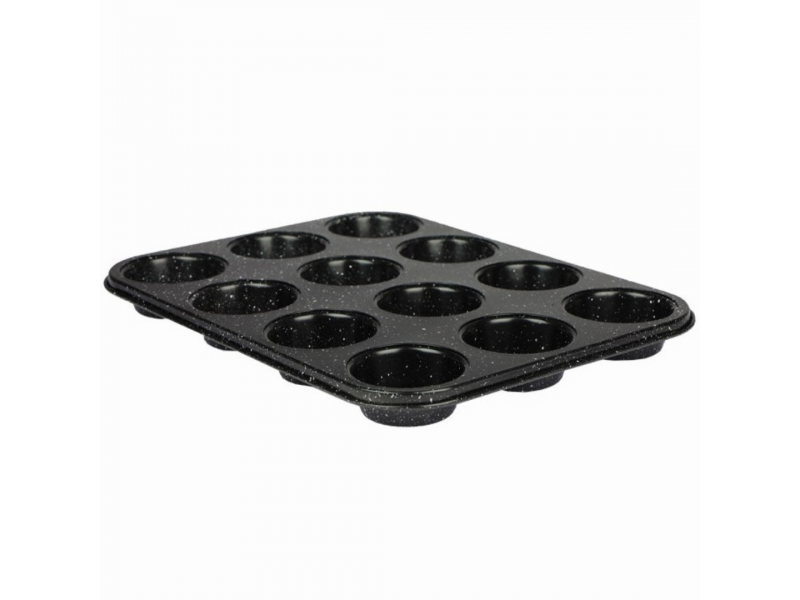 Blacha do pieczenia 12 muffinek fakturowana czarna blaszka forma