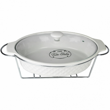 Naczynie ceramiczne z podgrzewaczem owalne 2,6l żaroodporne