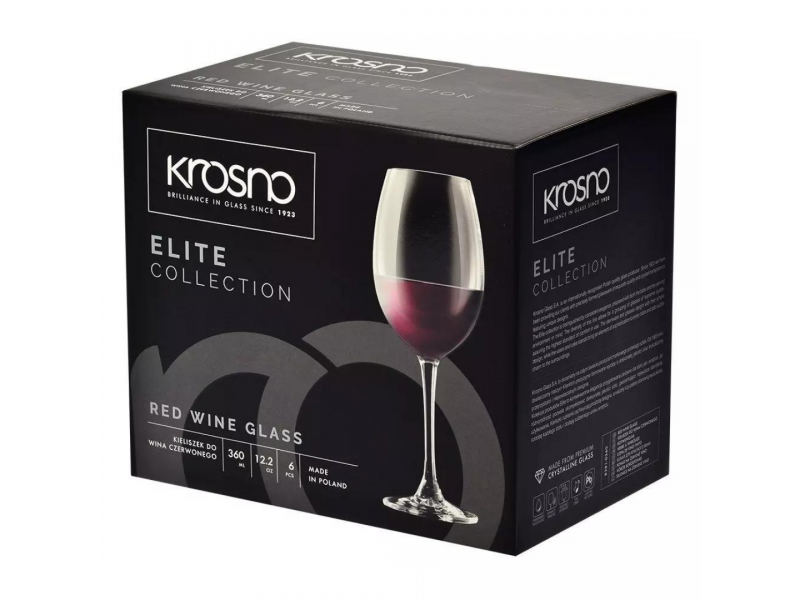 Komplet kieliszków do wina czerwonego 6 szt sensei emotion Krosno 360 ml