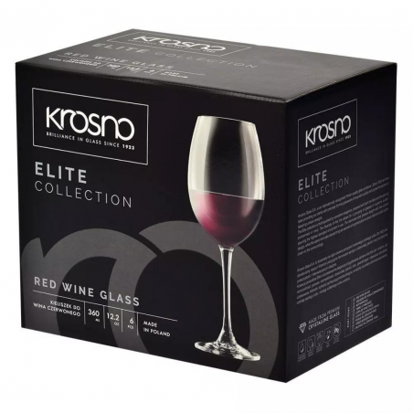 Komplet kieliszków do wina czerwonego 6 szt sensei emotion Krosno 360 ml