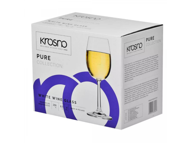 Kpl. kieliszków do wina białego 250ml 6szt Pure Krosno