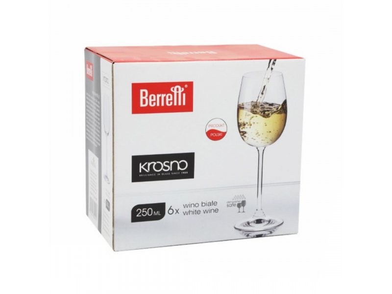 Kpl. kieliszków do wina białego 250 ml 6 szt Beretti Krosno